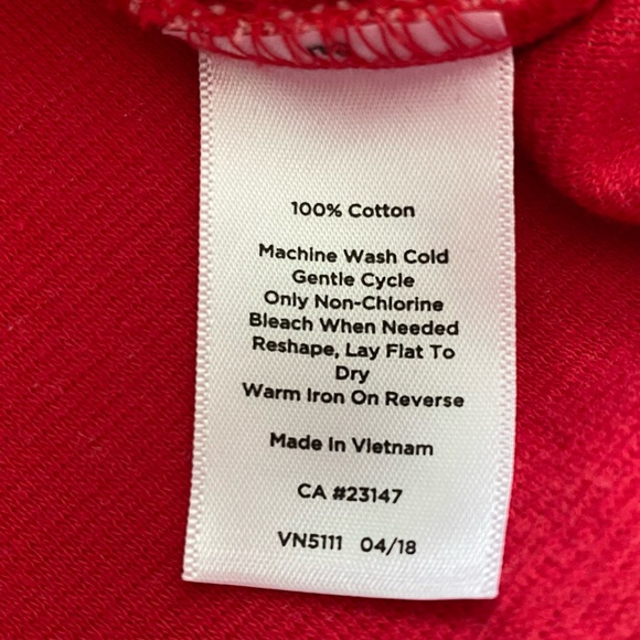 Talbots Red White Mini Stripe Split Neck Long Sleeve Shirt - Size Large - Picture 4 of 4